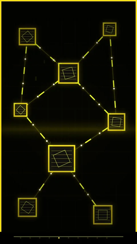 Abstract Neon Yellow Geometric Node Network Animation Stock Footage 346202713