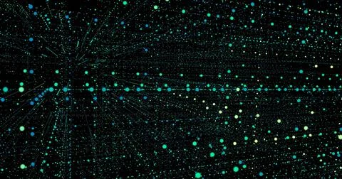 Abstract Net of straight Dots, 3d Animation Business and Technology Concept, ai Stock Illustration