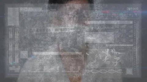 Abstract network and data processing animation over complex molecular patterns Stock Footage 303528668