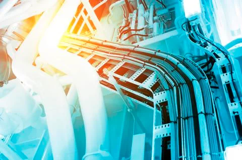 Abstract network and power cable Stock Photos