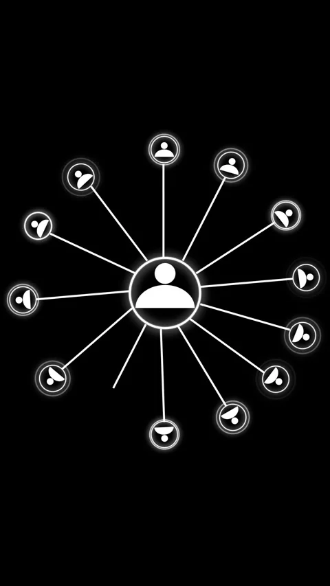 Abstract Network of animated White Human Icons Connected to a Central Glowi.. Stock Footage 344859411