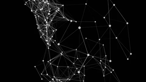 Abstract network animation. White connecting growing dots on black Stock Footage