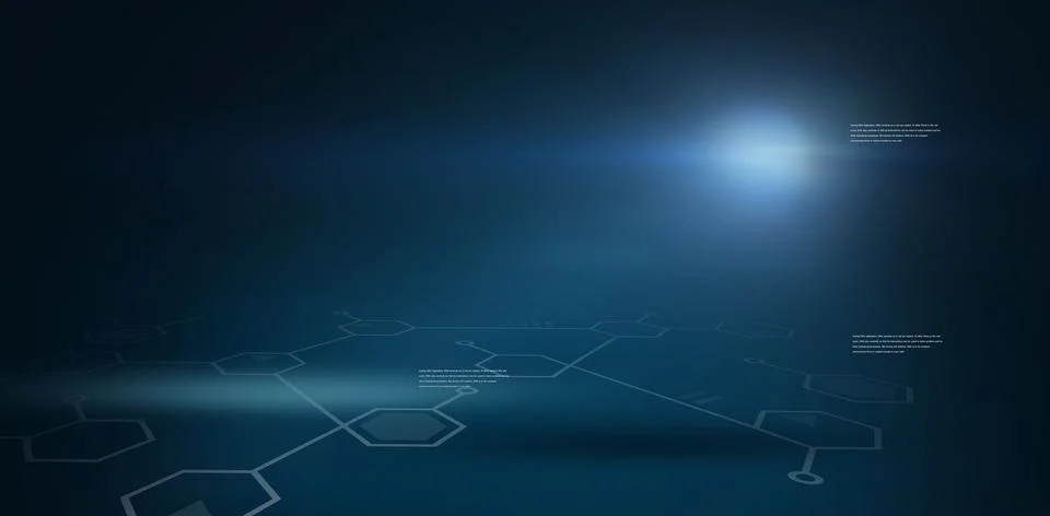 Abstract network is being shown in flat UI with hexagon nodes, lines, Stock Illustration