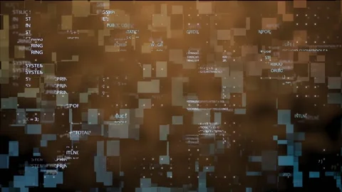 Abstract network of binary codes of scientific technologies transmitting Stock Footage 131086673