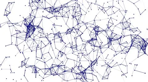 Abstract network blue connect dots molecule plexus internet web net white 3D Stock Illustration