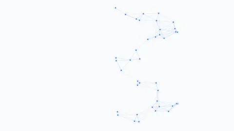 Abstract network of blue nodes connected by thin lines on a white background Video stock 335117953
