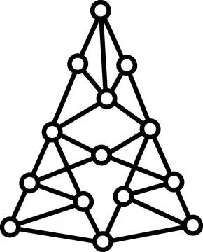 Abstract network Christmas tree with connected nodes and circles icon Иллюстрация