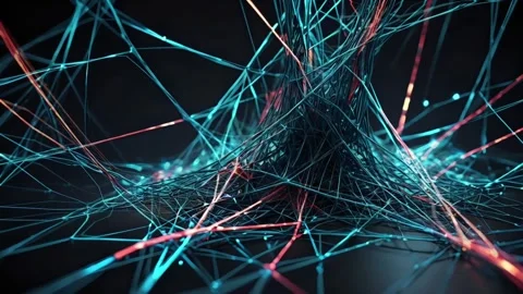 Abstract network with colored light lines Vidéo 309547864