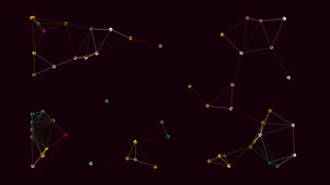 Abstract network of colorful glowing nodes connected by thin lines Stock Footage 340768372