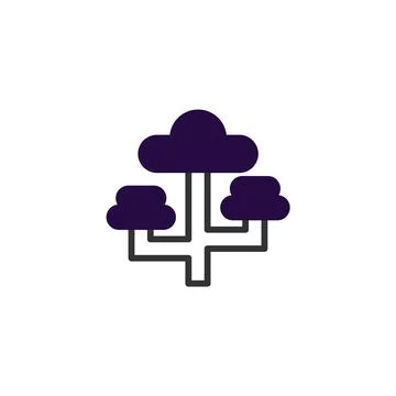 Abstract network configuration depicted through interconnected node symboli.. Illustrazione stock