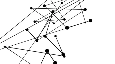 Abstract network of connected black dots in motion, on white (FULL HD) Video stock 43183067