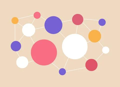 Abstract network of connected circles in soft pastel tones. Illustrazione stock