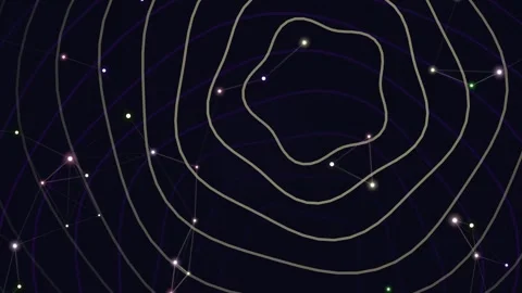 Abstract Network of Connected Dots and Concentric Shapes Stockbeeldmateriaal 332204851