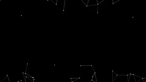 Abstract network of connected dots moving slowly on black background Stock Footage 327519284