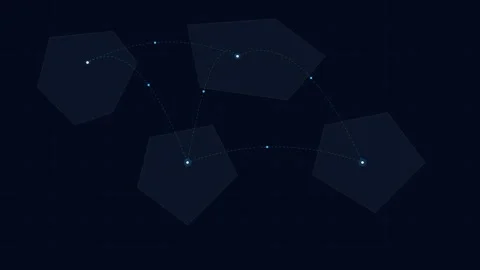 Abstract network of connected glowing nodes and geometric polygon shapes Stock Footage 338309887