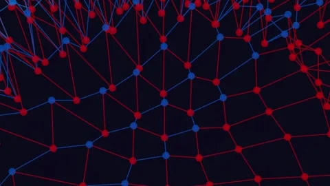 Abstract network of connected nodes and lines in a dark, futuristic digital Stock Footage 329613369