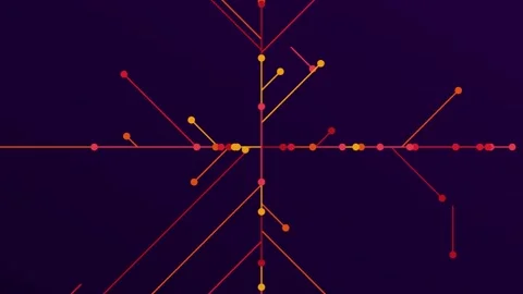 Abstract network of connecting lines and dots on a dark purple background Video stock 329952300