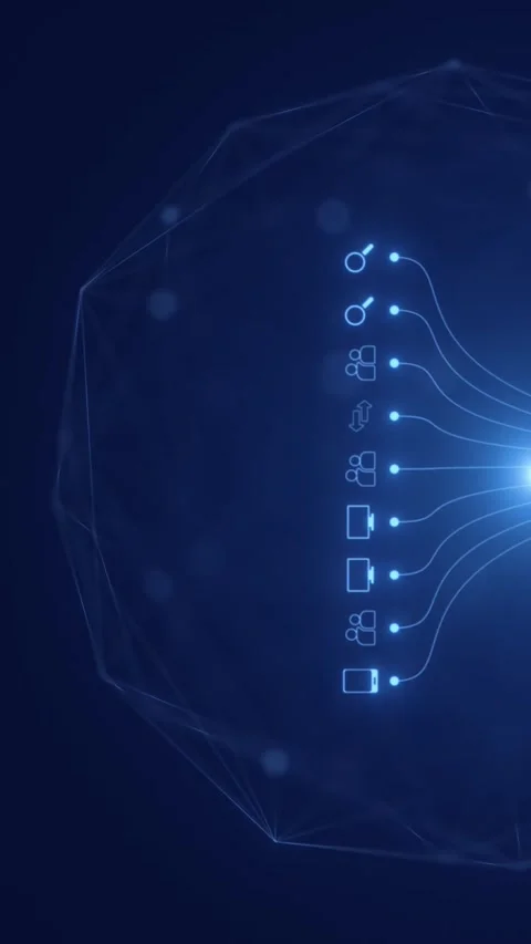 Abstract Network Connection with Blue Focus and Light Elements Stock Footage 306459843