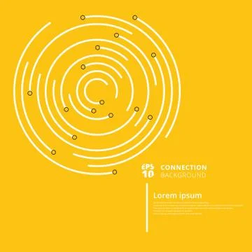 Abstract network connection circles lines and node on yellow background. Stock Illustration