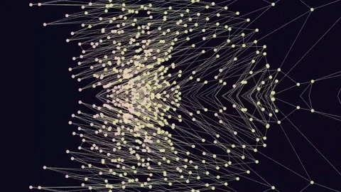 Abstract Network Connection Data Flow with Glowing Particles and Lines Stock Footage 332495252