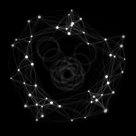 Abstract Network Connection Data Flow with Glowing Nodes and Lines on Black 스톡 동영상 346283696