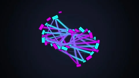 Abstract Network Connection Data Flow with Glowing Lines and Nodes Stock Footage 348412105