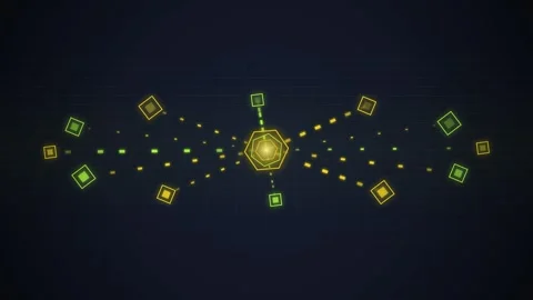 Abstract Network Connection Data Flow Hexagon Technology Background Stock Footage 348421887