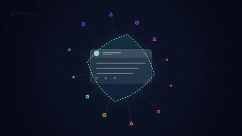 Abstract Network Connection Flow with Geometric Shapes and Data Visualization Stock Footage 346661540