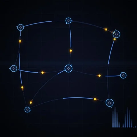 Abstract Network Connection Futuristic HUD UI Elements, Digital Data Flow Stock Footage 346284180