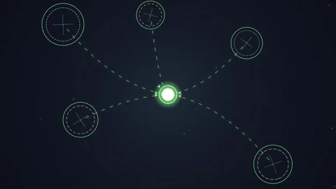 Abstract Network Connection Glowing Green Nodes Futuristic Digital Technolo.. Stock Footage 348421817