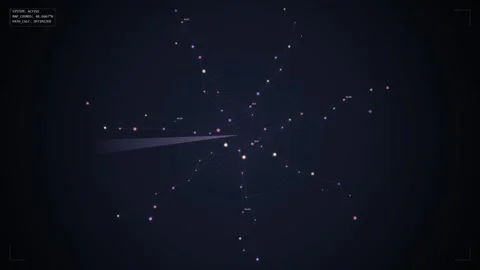 Abstract Network Connection with Glowing Nodes and Lines on Dark Background Stock Footage 348412069