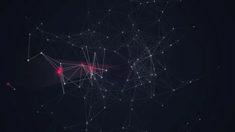 Abstract Network Connection with Glowing Nodes and Lines on Dark Background Stock Footage 348422726