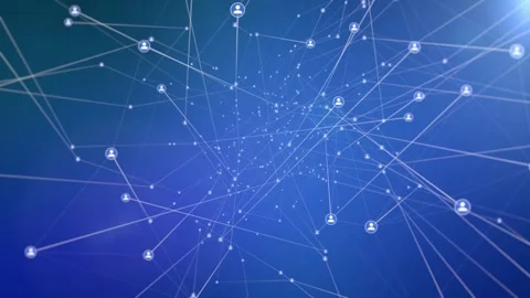 Abstract Network Connection with Human Icons and Glowing Lines Stock Footage 337739388