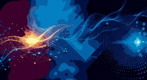 Abstract network connection lines and technology background Illustrazione stock