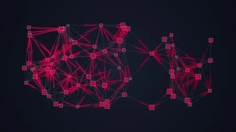 Abstract Network Connection Red Lines and Nodes on Dark Background Stock Footage 348424126