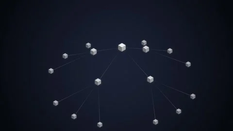 Abstract Network Connection Structure with Cubes and Lines, Digital Technol.. Stock Footage 348422620