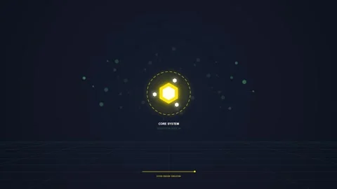 Abstract Network Connection Tech Hub with Glowing Hexagon and Data Flow Stock Footage 348414667