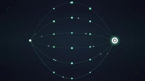 Abstract Network Connection Visualization: Glowing Nodes and Lines on Dark .. Stock Footage 348422685