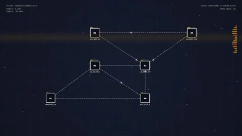 Abstract network connections and data flow on a futuristic digital grid bac.. Stock Footage 348412020