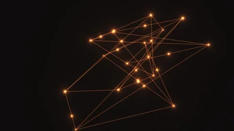Abstract network connections in dark space with glowing Stock Footage 338203769