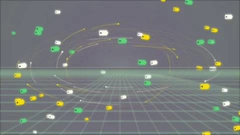Abstract Network Connections Data Flow Futuristic Grid Background Animation Stock Footage 348020544