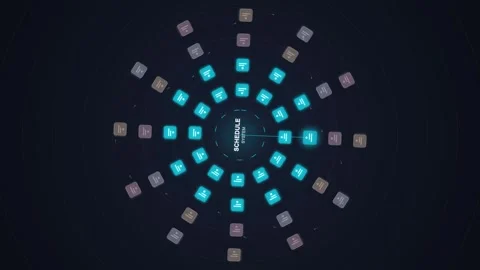 Abstract Network Connections Data Flow Futuristic Technology HUD UI Elements Stock Footage 348422267