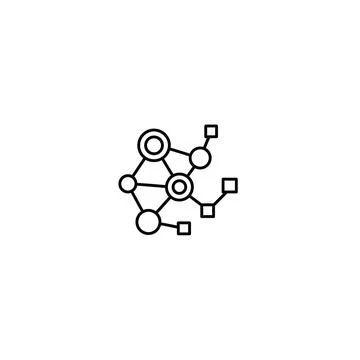 Abstract network connections data molecule line art icon Stock Illustration