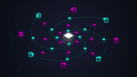 Abstract network connections, digital data flow, decentralized system, tech.. Stock Footage 348415249