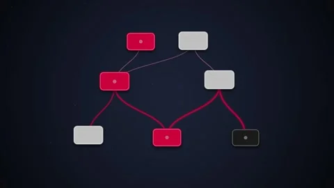 Abstract Network Connections Flow Chart Red and White Blocks Data Flow Stock Footage 348416050
