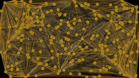 Abstract Network Connections with Glowing Gold Nodes and Lines Stock Footage 333082235