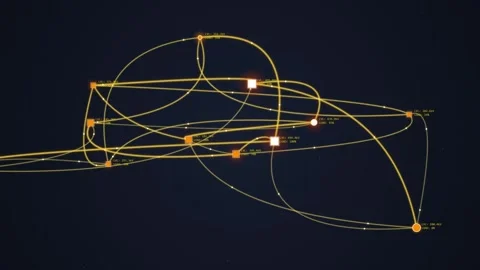 Abstract Network Connections: Glowing Lines and Nodes on Dark Background Stock Footage 348423344