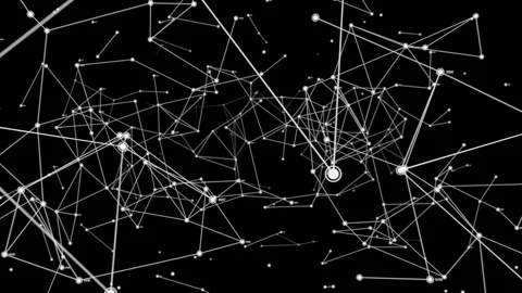 Abstract network connections. White network on black background. Seamless loop Stock Footage 263099356