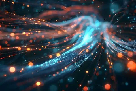 Abstract network connectivity background with light particles Stock Photos
