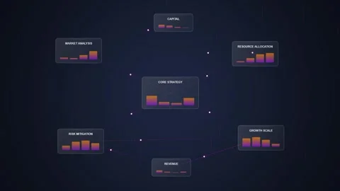 Abstract Network of Data Charts and Graphs, Digital Business Analytics Concep Stock Footage 348423645